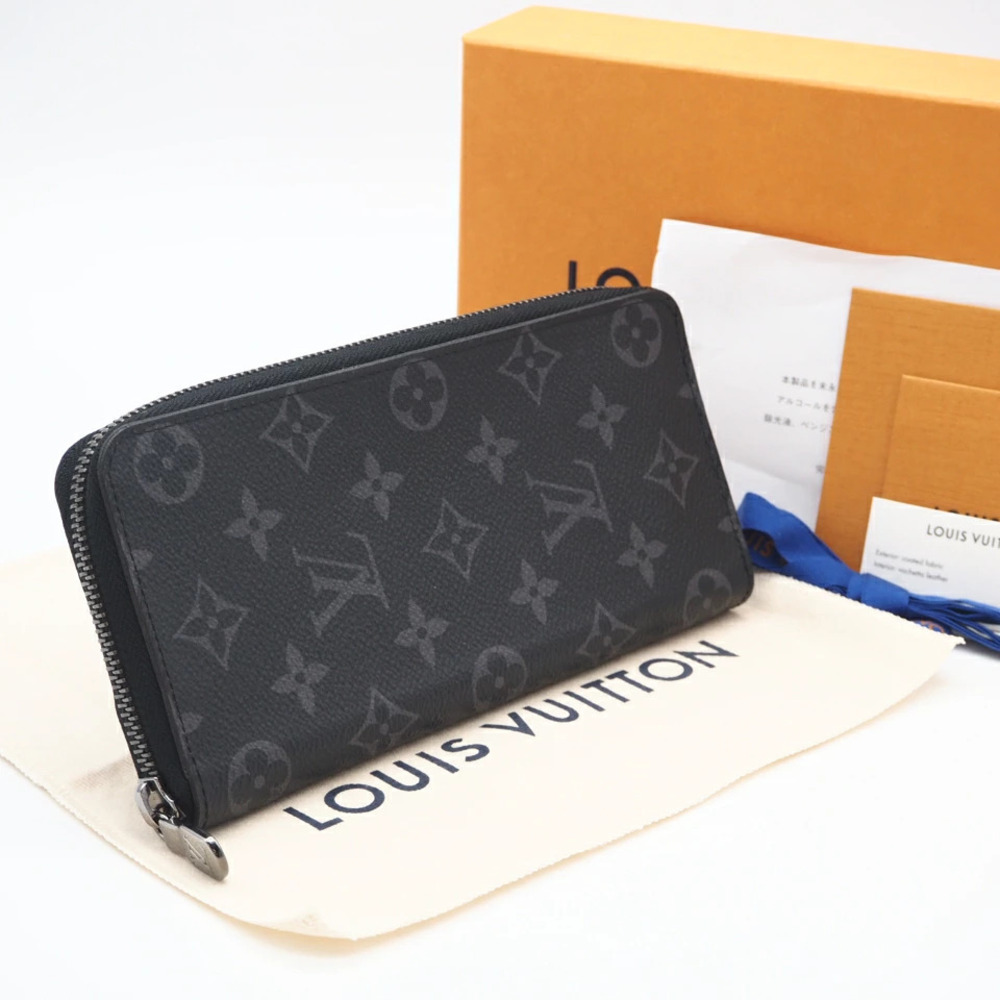 Louis Vuitton Monogram Eclipse Black Zippy Wallet Vertical Long Black Gray
